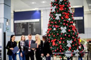 Business at the airport on Christmas