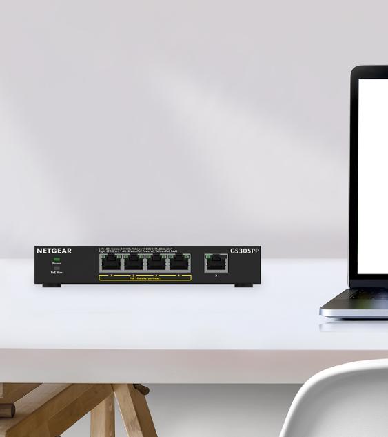 Netgear GS305P Ethernet Switch - 5 Ports - Gigabit Ethernet - 2 Layer  Supported - 66.78 W Power Consumption - 63 W PoE Budget - PoE Ports -  Desktop, Wall Mountable - 3 Year Limited Warranty 