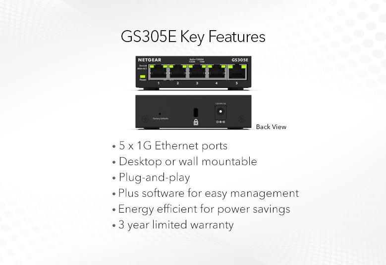 SOHO 5-Port Gigabit Ethernet Wired Switch - GS305E | NETGEAR