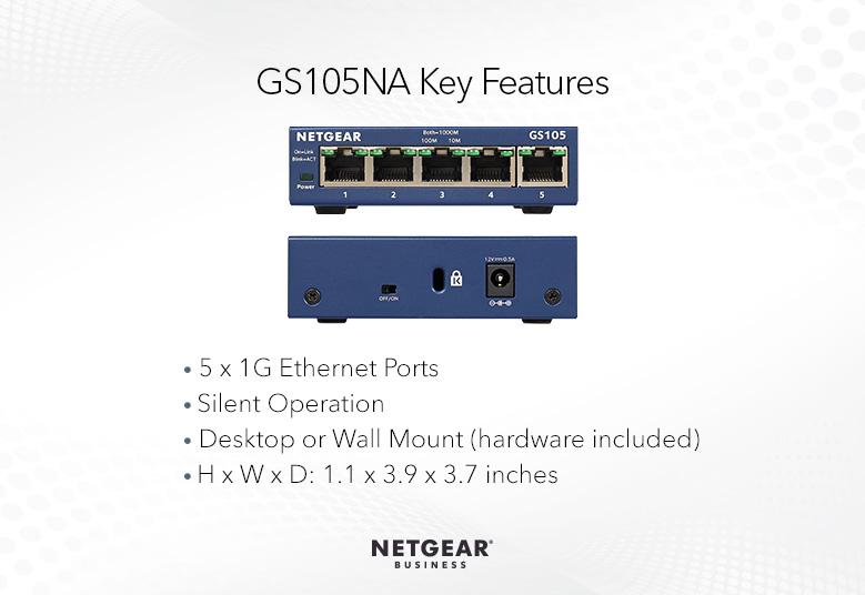 Switch 5 ports GS105GE - Bleu NETGEAR : le switch à Prix Carrefour