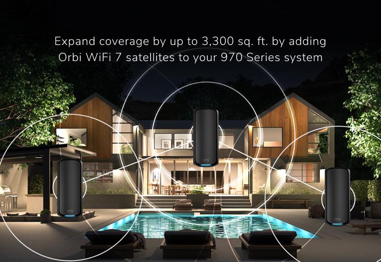 NETGEAR Orbi 970 Series Quad-Band WiFi 7 Mesh Add-on Satellite