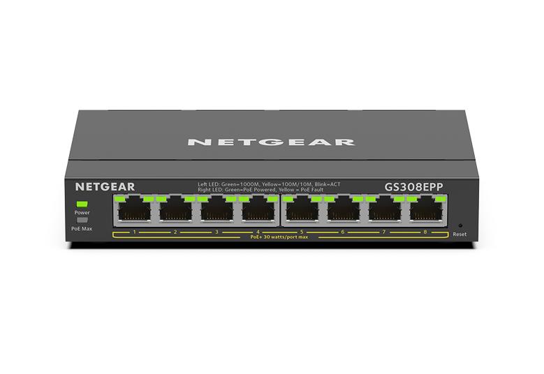 300 Series 8-Port Gigabit Wired Switch (123W) - GS308EPP | NETGEAR