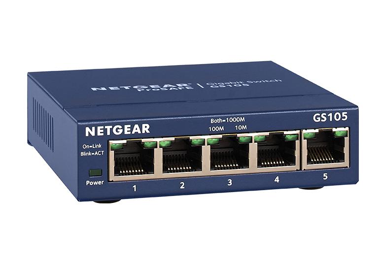 Netgear 5-Port Gigabit Ethernet Unmanaged Switch (Gs305) - Desktop Quiet  Fanless