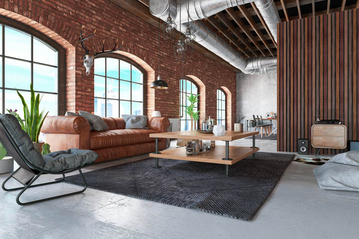 Thick WiFi Blocking Walls  Loft Interior with Leather Sofa