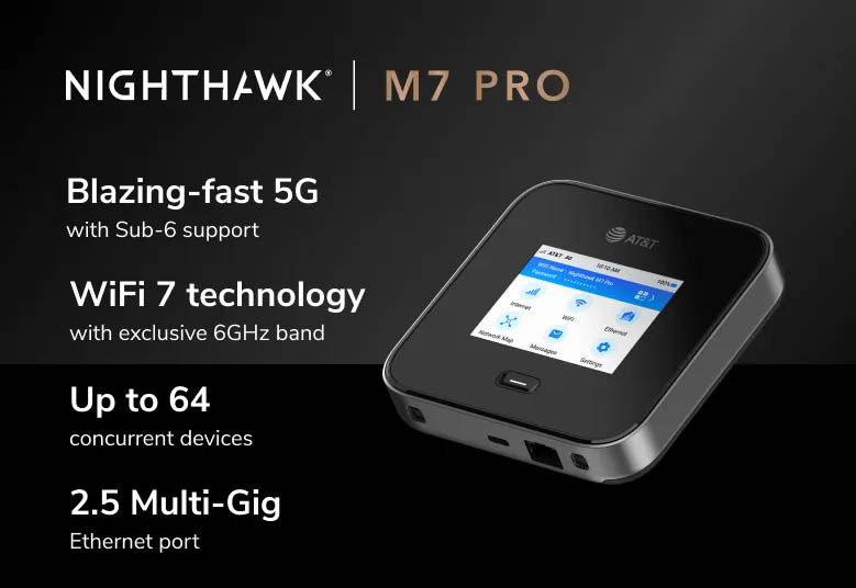 M7 Pro MR7400 Nighthawk WiFi 7 5G Mobile Hotspot