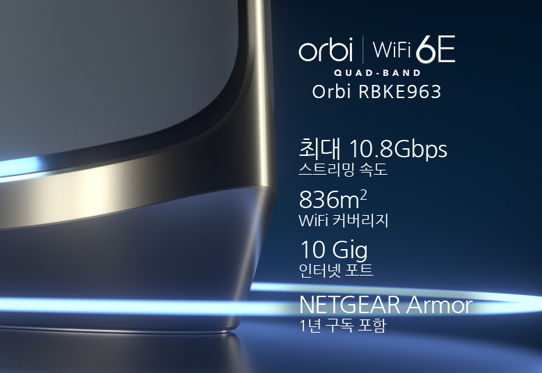 RBKE963, Quad-Band WiFi 6E, upto 10.8Gbps speed, 9000 sq.ft. WiFi coverage, 10 Gig internet port