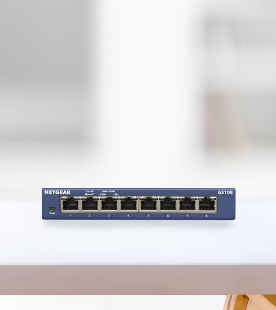 GS108UK  Switch Ethernet Netgear ProSAFE GS108, 8 ports, prise UK